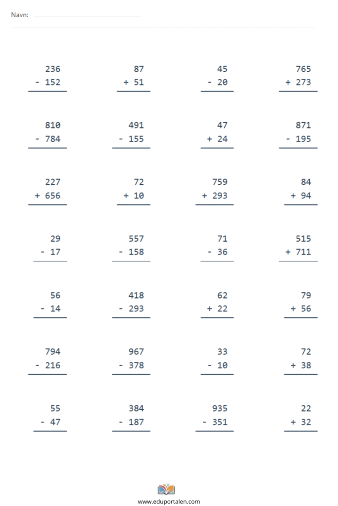 arbeidsark matematikk addisjon 3 trinn (2)